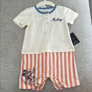 Mickey Mouse Striped Baby Romper